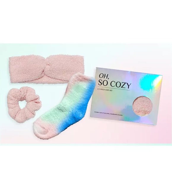 Oh, So Cozy 3 Pc Set Head Wrap Headband, Socks & Scrunchie - Picture 1 of 7